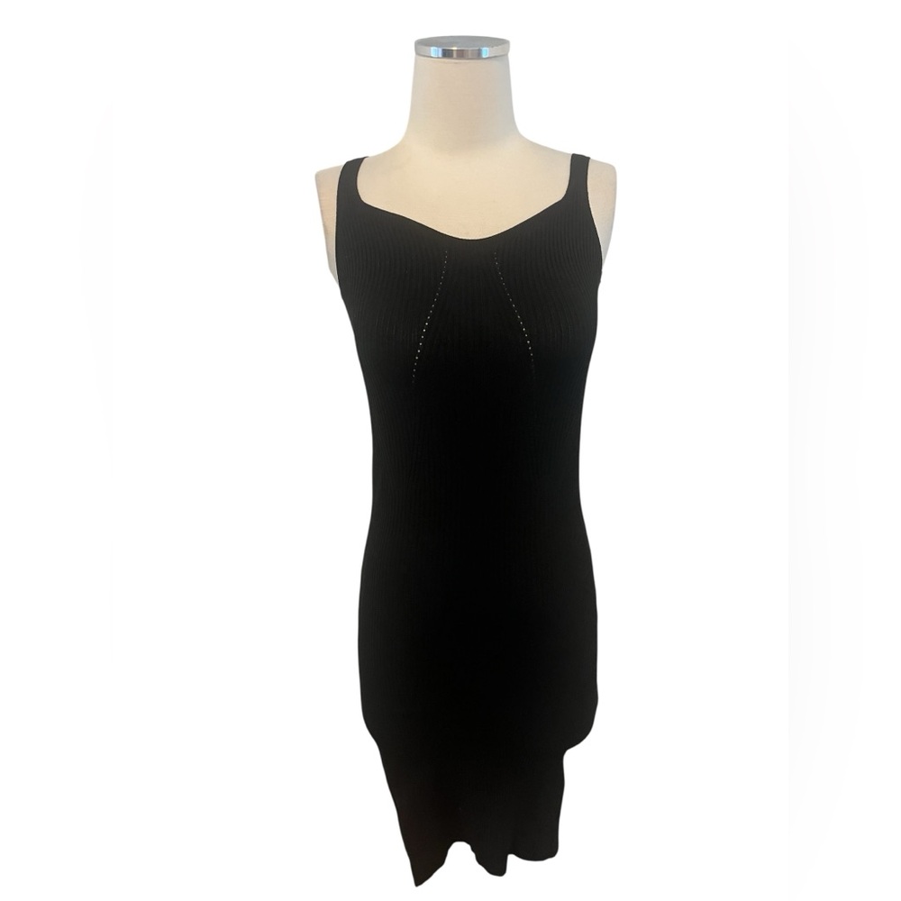 Pull&Bear Black Ribbed Mini Dress